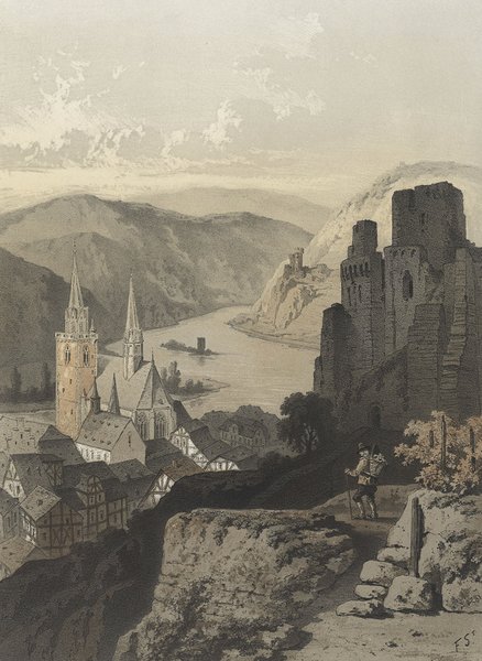 François Stroobant, 1850: 'Bingen' (Chromolithographie).