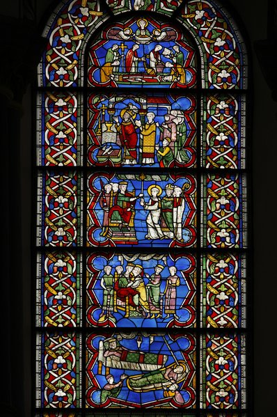 Köln, St. Kunibert: Legende des heiligen Kunibert.